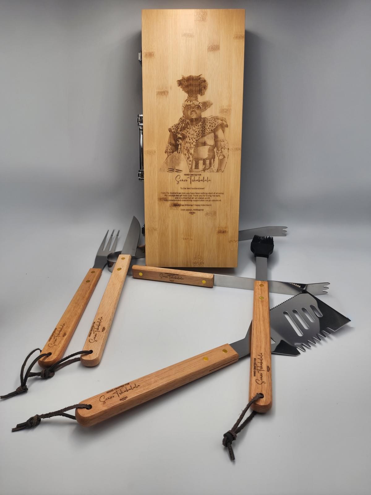 Premium Bamboo Braai Tool Set.