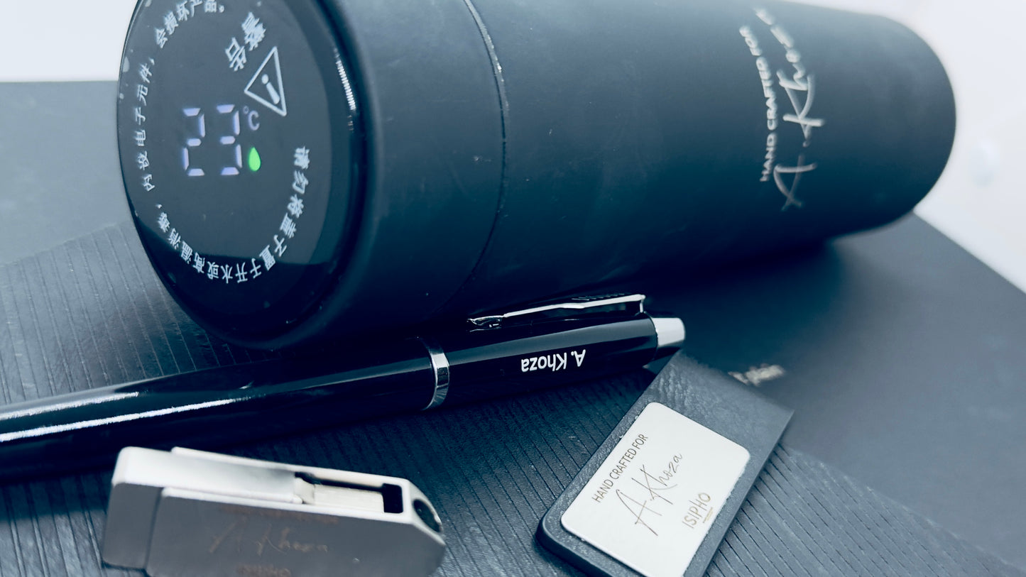 Premium Diary + Pen + 16GB USB +Smart Bottle with LED temperature display Gift Box