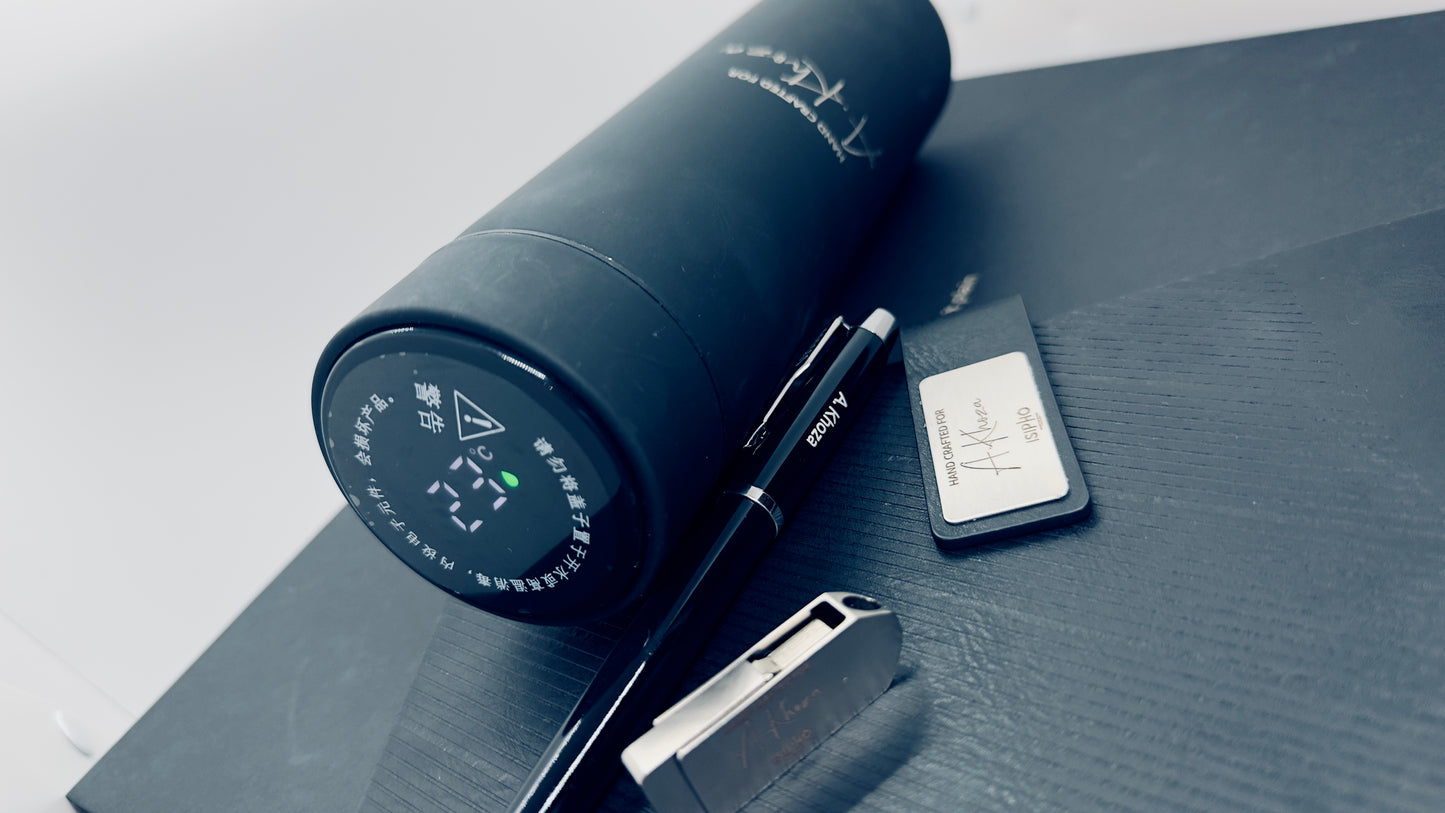 Premium Diary + Pen + 16GB USB +Smart Bottle with LED temperature display Gift Box